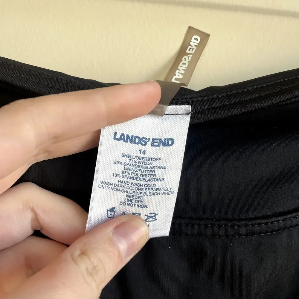 Lands' End nylon swimsuit skirt‎ women's size 14 black miniskirt comfort casual